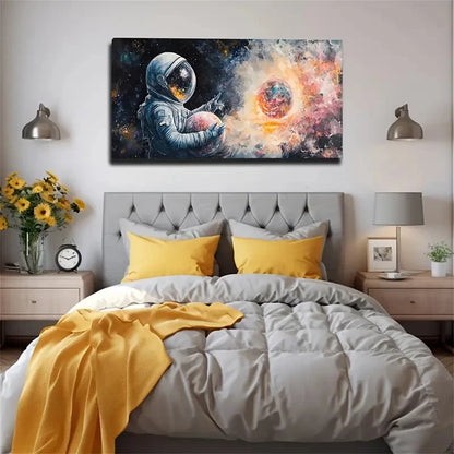 Vibrant Galaxy Astronaut Space Wall Art Canvas Office Home Room Framed 120x60cm