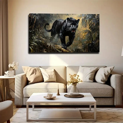 Fierce Feline Animal Decoration Wall Art Canvas Office Home Room Framed 120x60cm