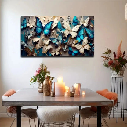 Dancing Butterflies Suitable Wall Art Canvas Office Home Room Framed 120x60cm
