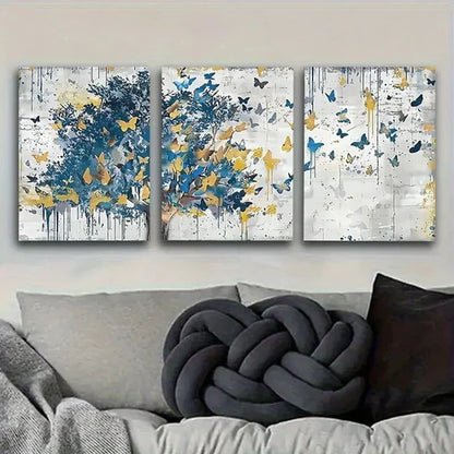 3pcs Abstract Butterfly Tree Canvas Wall Art Canvas Unframed - High Quality Print 100% Australian Made Wall Canvas - Bella Home Decor