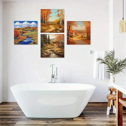 4pcs Autumn Scenery Canvas Wall Art Canvas Framed