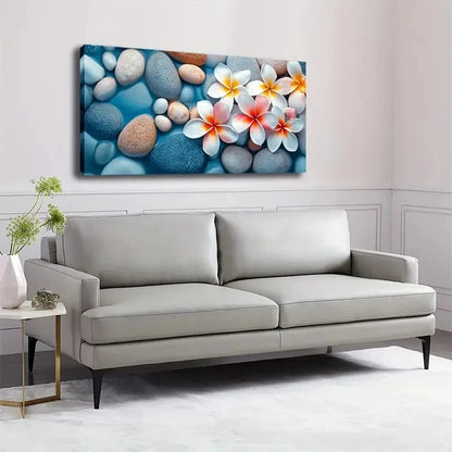 Egg Flowers And Pebbles Wall Art Canvas Office Home Room Framed 120x60cm