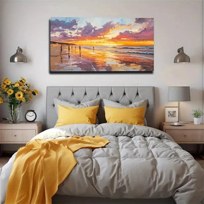 Sunset Beach Waterproof Wall Art Canvas Office Home Room Framed 120x60cm