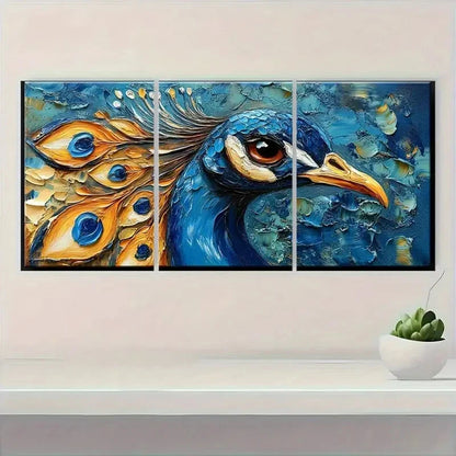 3pcs Vibrant Peacock Art Canvas P  Wall Art Set Canvas Framed 60x90cm - High Quality Print 100% Australian Made Wall Canvas Ready to Hang - Bella Home Decor