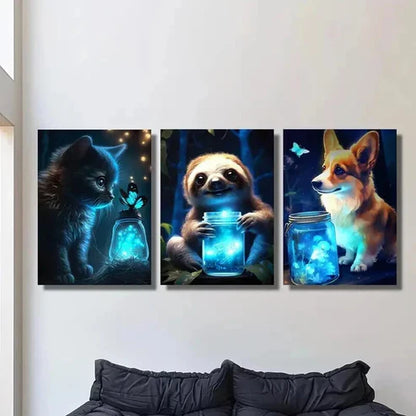 3pcs Magic Bottles and Glowing Butterflies Wall Art Canvas Unframed – High Quality Print 100% Australian Made Wall Canvas
