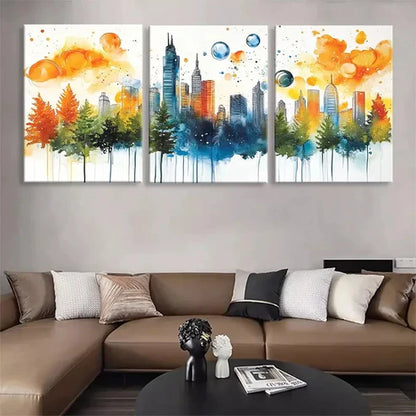 3pcs Modern Abstract Cityscape Urban Wall Art Canvas Unframed - High Quality Print 100% Australian Made Wall Canvas