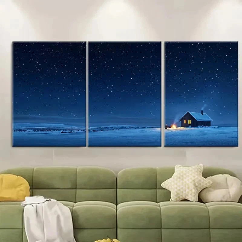 3pcs Winter Scene Icelandic Volcanic Beache Wall Art Set Canvas Framed 40x60cm - High Quality Print 100% Australian Made Wall Canvas Ready to Hang
