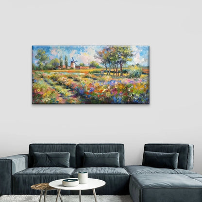 The Fields Flowers And Trees Wall Art Canvas Office Home Room Framed 120x60cm