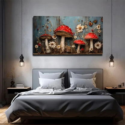 Chrysanthemum Red Umbrella Wall Art Canvas Office Home Room Framed 120x60cm