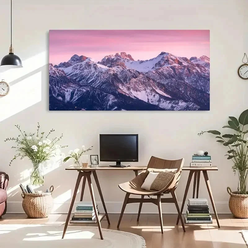 Purple Mountains And Sky Wall Art Canvas Office Home Room Framed 120x60cm