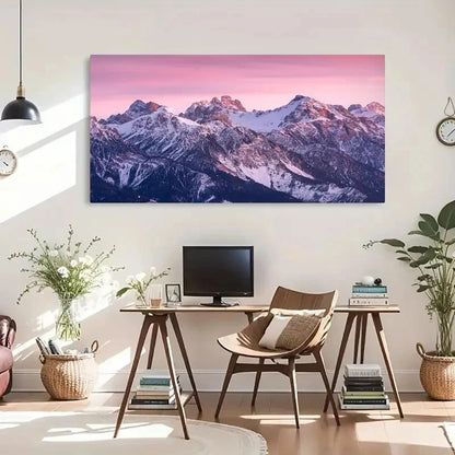 Purple Mountains And Sky Wall Art Canvas Office Home Room Framed 120x60cm