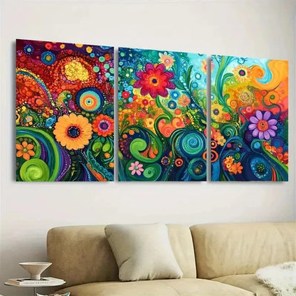 3pcs Abstract Colorful Art Floral Scenery Wall Art Set Canvas Unframed - High Quality Print 100% Australian Made Wall Canvas - Bella Home Decor