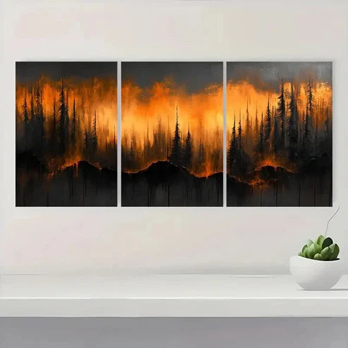 3pcs Brown & Black Textured Minimalist BB Wall Art Set Canvas Unframed - High Quality Print 100% Australian Made Wall Canvas