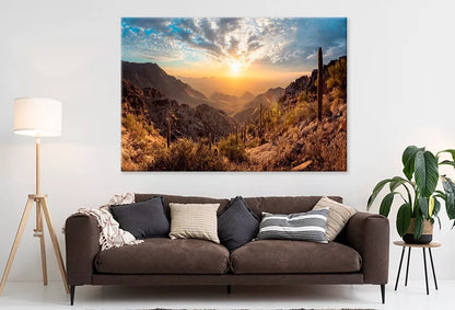 Vibrant Cactus Trees And Sunrise Wall Art Decor 100% Australian Made - Bella Home Decor