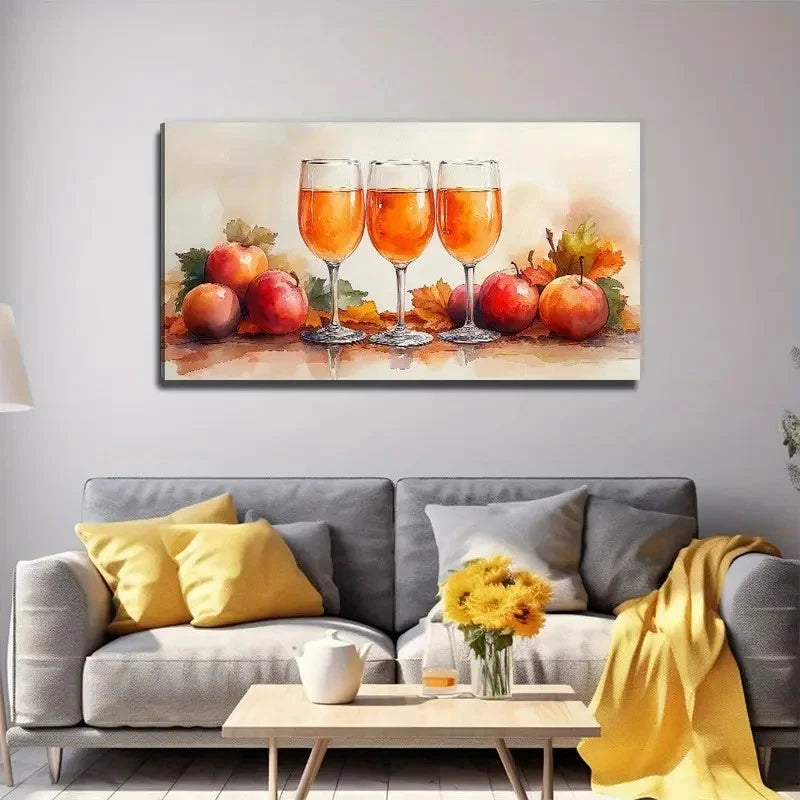 Vibrant Fruit & Juice Design Wall Art Canvas Office Home Room Framed 120x60cm