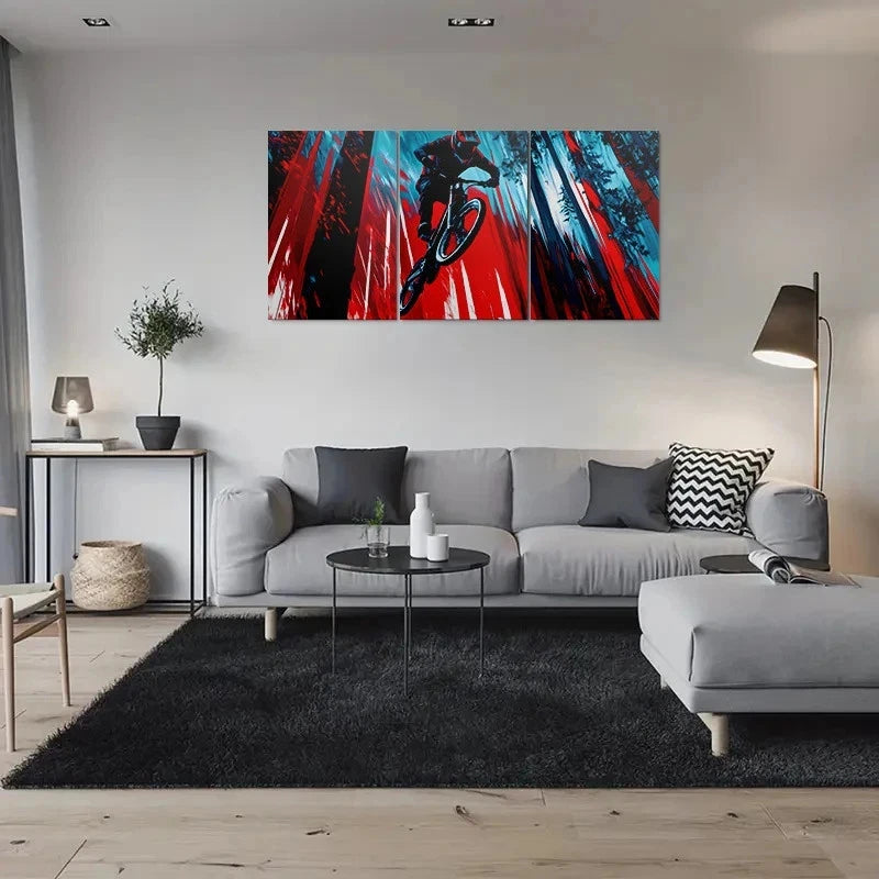 3pcs Mountain Bike Action Packed Metal Print Ready to Hang Art
