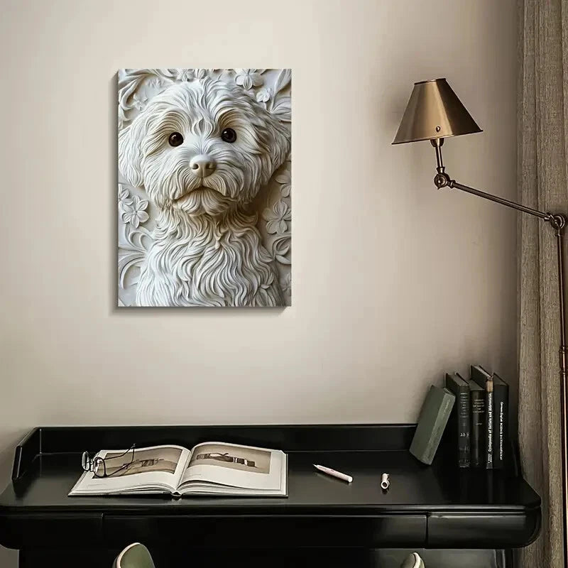 Beautiful Pomapoo Dog Featuring Painting 40x60cm Metal Print Ready to Hang - Bella Home Decor