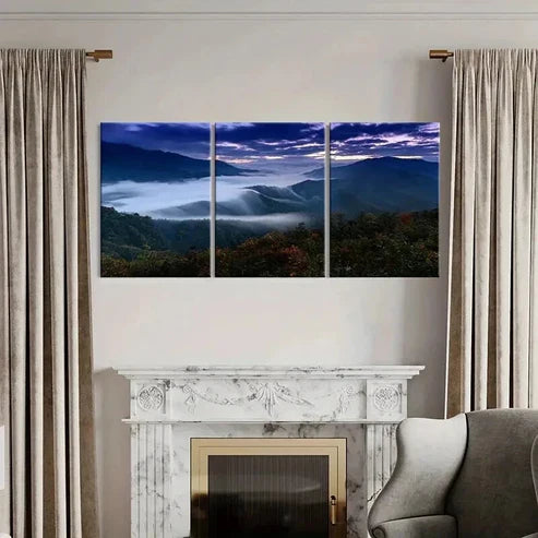 3pcs Mountains Misty Valleys Landscape Wall Art Canvas Unframed - High Quality Print 100% Australian Made Wall Canvas