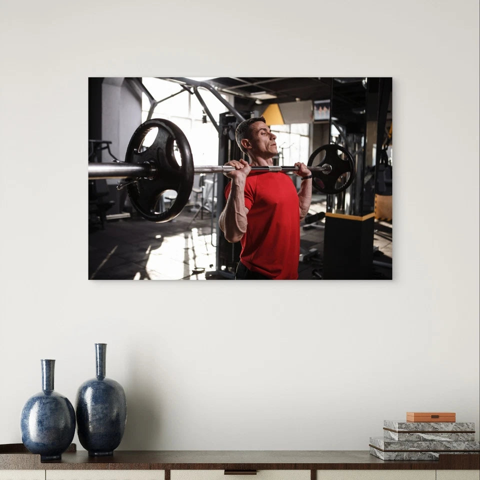 Barbell Overhead Shoulder Press Fitness 5mm Plastic Poster Ready to Hang 90x60cm
