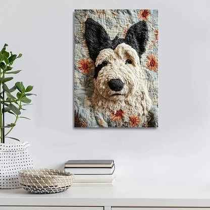 Scottie Dog with Heart Blossoms Painting 40x60cm Metal Print Ready to Hang - Bella Home Decor