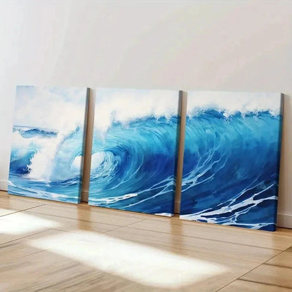 3pcs Modern Surf Ocean Wave Decoration Wall Art Set Canvas Framed 40x60cm - High Quality Print 100% Australian Made Wall Canvas Ready to Hang - Bella Home Decor