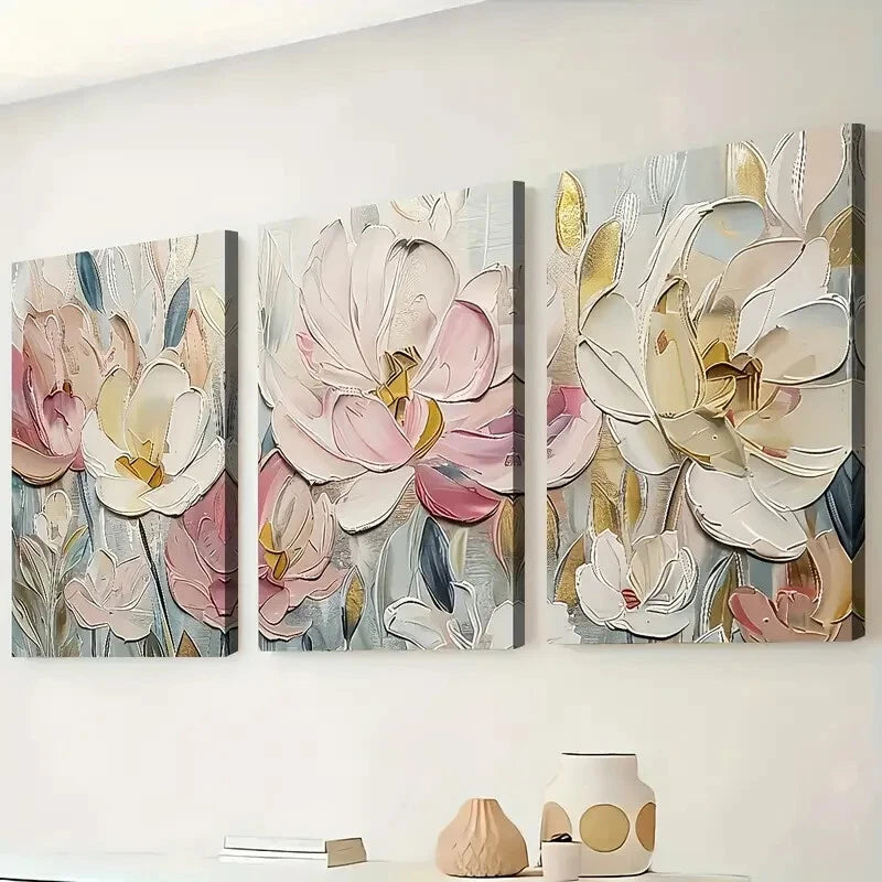 3pcs Artistic Floral Abstract Landscape Perfect Wall Art Set Canvas Framed 40x60cm - High Quality Print 100% Australian Made Wall Canvas Ready to Hang - Bella Home Decor