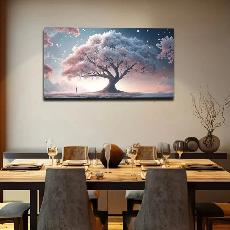 Serene Cherry Blossom Tree Wall Art Canvas Office Home Room Framed 120x60cm - Bella Home Decor