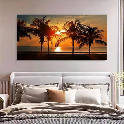 Palm Tree Silhouette Sea Wall Art Canvas Office Home Room Framed 120x60cm