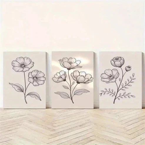 3pcs Magnolia Flowers Wall Art Canvas Unframed - High Quality Print 100% Australian Made Wall Canvas