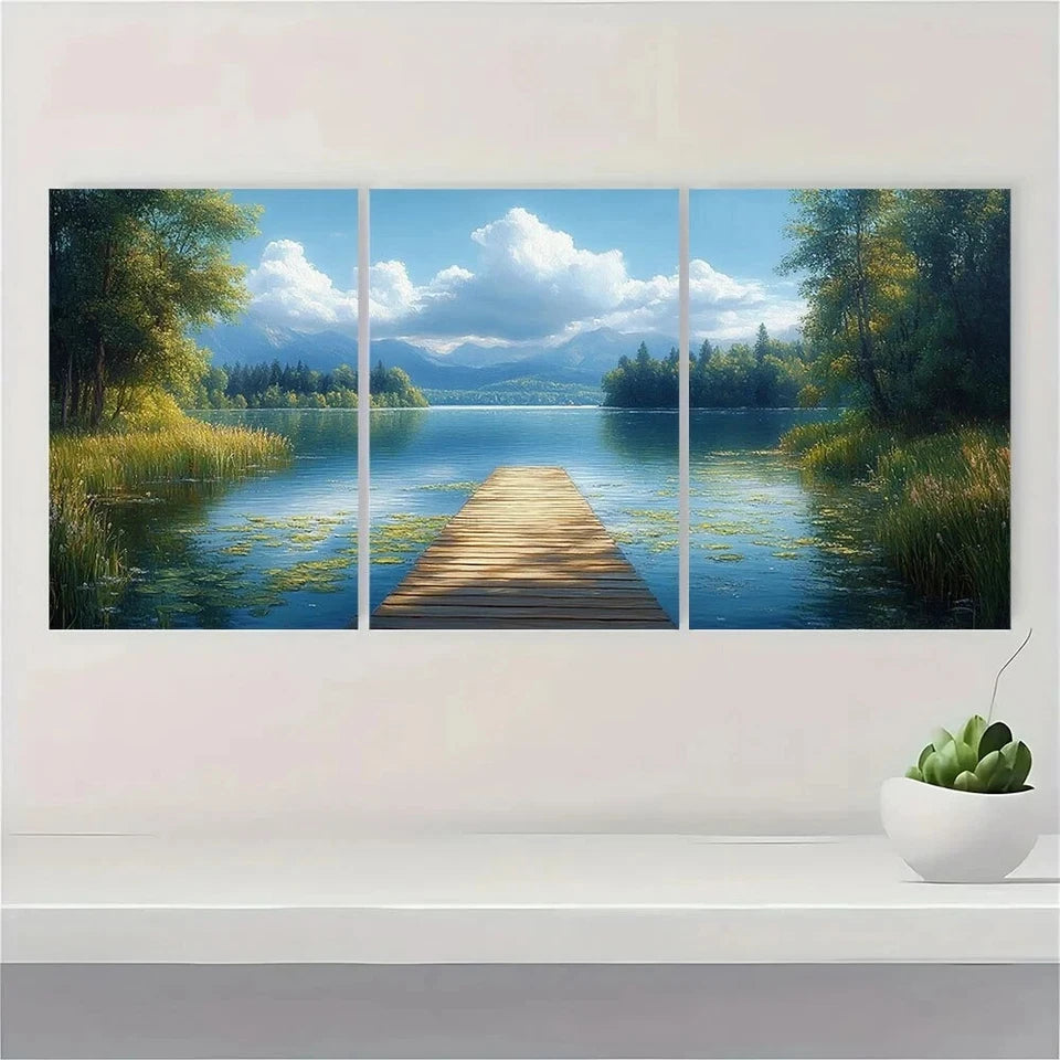 3pcs Lilly Pads Mountains & Greenery Metal Print Ready to Hang Art - Bella Home Decor