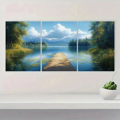 3pcs Lilly Pads Mountains & Greenery Metal Print Ready to Hang Art - Bella Home Decor