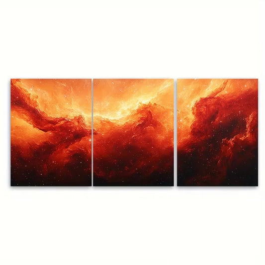 3pcs Vibrant Cosmic Abstract Galaxy Metal Print Ready to Hang Art