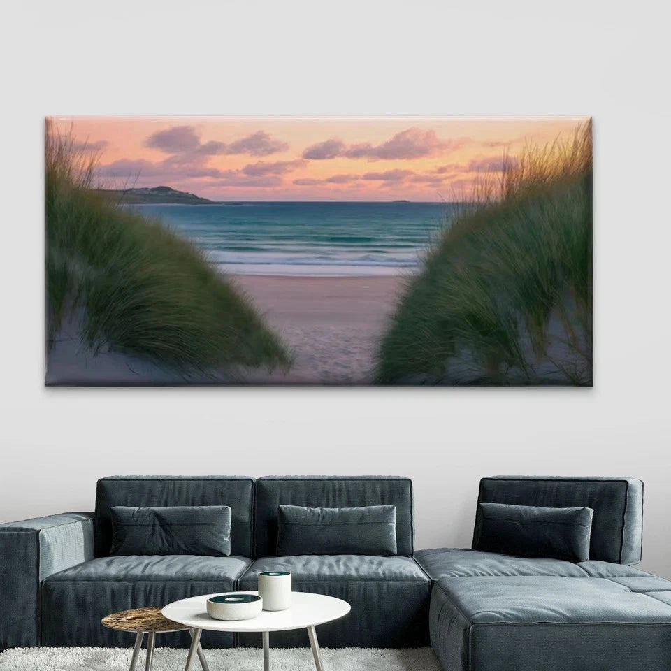 Minimalist Sunset Beach Wall Art Canvas Office Home Room Framed 120x60cm