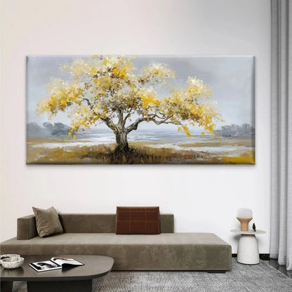 Yellow Leaves Landscape Wall Art Canvas Office Home Room Framed 120x60cm
