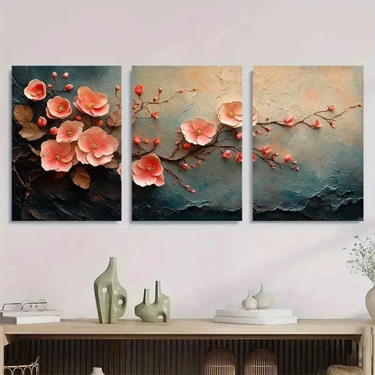 3pcs Pink Vine & Cherry Blossom Modern Perfect Wall Art Set Canvas Framed 50x70cm - High Quality Print 100% Australian Made Wall Canvas Ready to Hang