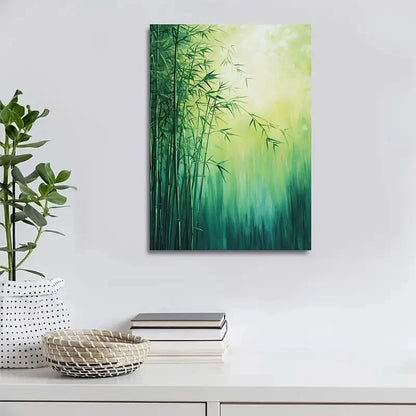 Serene Natural Scenery with Soft Green Hues Painting 40x60cm Metal Print Ready to Hang - Bella Home Decor
