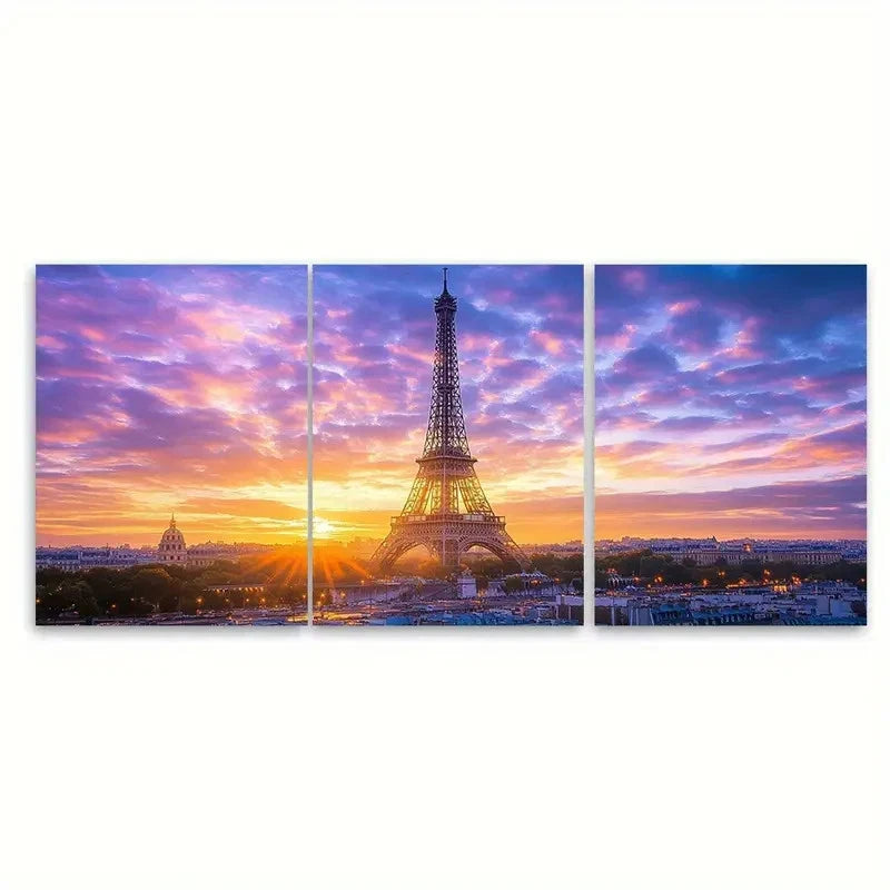 3pcs Paris Print Paris, the eiffel tower Art A  Wall Art Set Canvas Framed 50x70cm - High Quality Print 100% Australian Made Wall Canvas Ready to Hang - Bella Home Decor