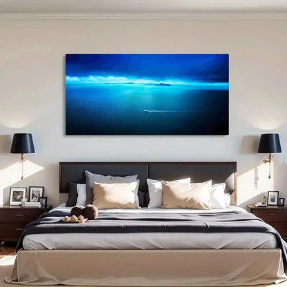Seaside Ocean Blue Retro Wall Art Canvas Office Home Room Framed 120x60cm