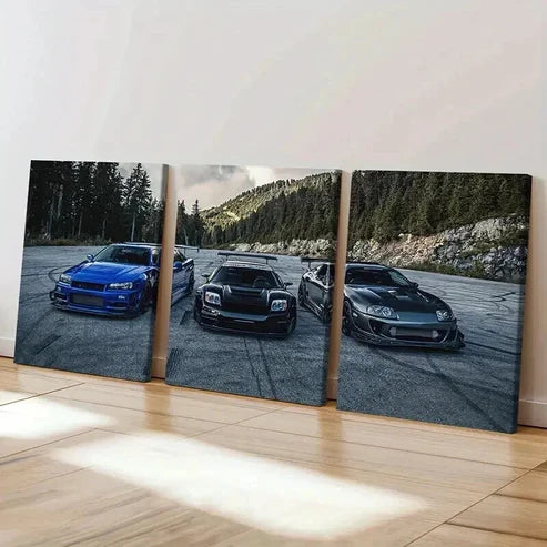 3pcs Modern Vehicle Sports Car & Supercar Wall Art Set Canvas Unframed - High Quality Print 100% Australian Made Wall Canvas