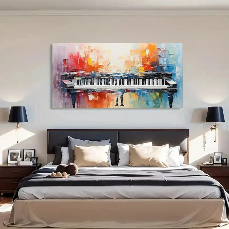 Colorful Abstract Piano Wall Art Canvas Office Home Room Framed 120x60cm - Bella Home Decor
