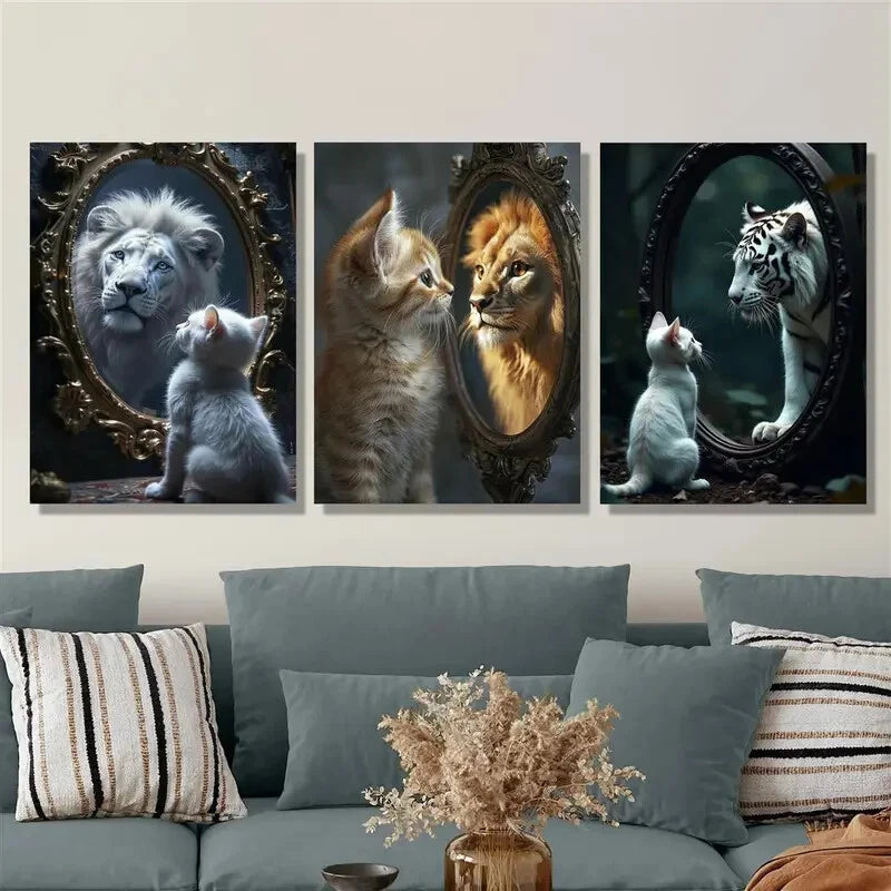 3pcs Powerful Inner World Animal Metal Print Ready to Hang Art - Bella Home Decor