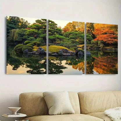3pcs Japanese Trees Garden Wall Art Set Canvas Framed 60x90cm - High Quality Print 100% Australian Made Wall Canvas Ready to Hang