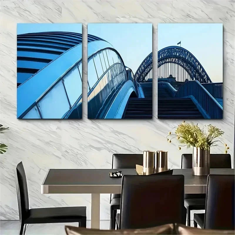 3pcs Gates head Millennium Bridge Perfect Wall Art Set Canvas Framed 50x70cm - High Quality Print 100% Australian Made Wall Canvas Ready to Hang - Bella Home Decor