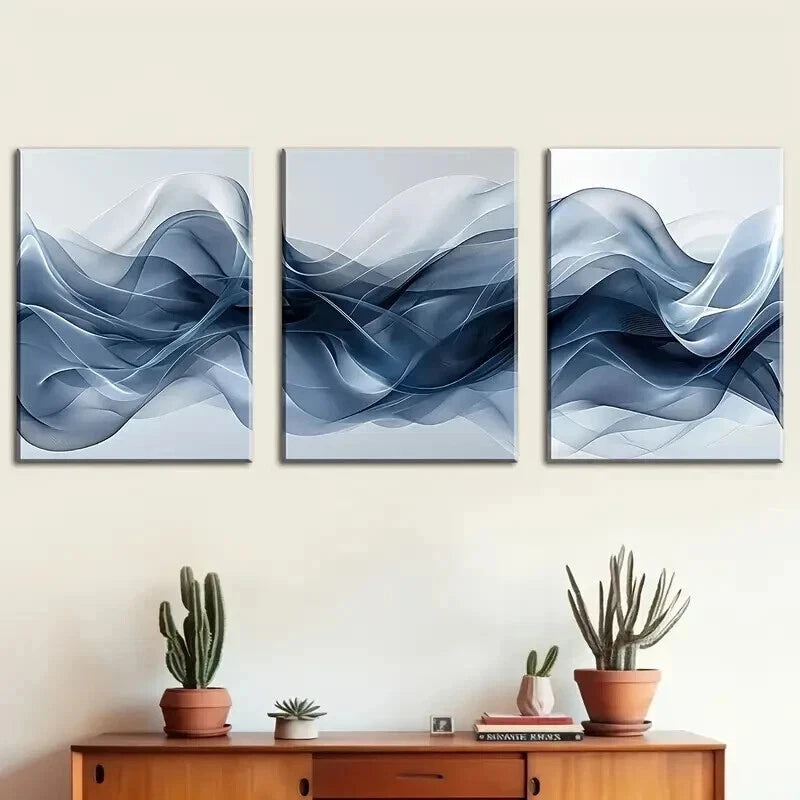 3pcs Abstract Geometric Lines Decoration Wall Art Set Canvas Framed 60x90cm - High Quality Print 100% Australian Made Wall Canvas Ready to Hang