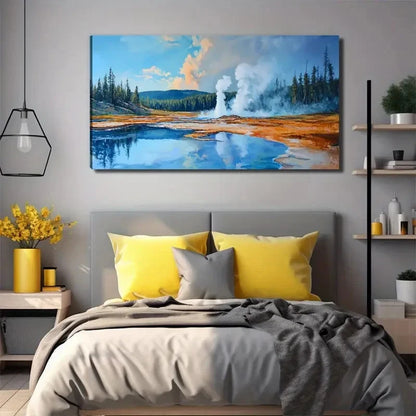 Lake Geothermal Landscape Wall Art Canvas Office Home Room Framed 120x60cm