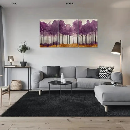 3pcs Abstract Purple Forest Deco Metal Print Ready to Hang Art - Bella Home Decor