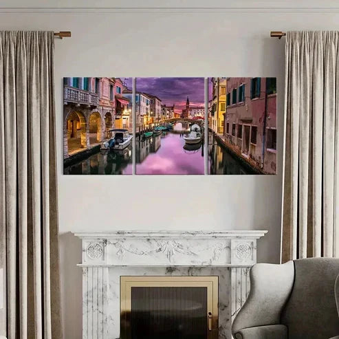 3pcs Venice Water City Landscape Wall Art Canvas Unframed - High Quality Print 100% Australian Made Wall Canvas