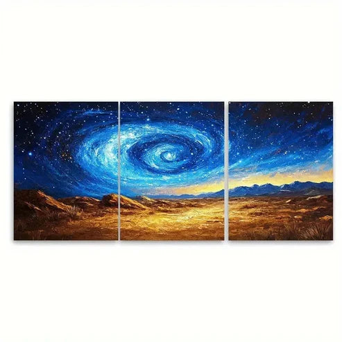 3pcs Abstract Galaxy Swirl  Wall Art Set Canvas Unframed - High Quality Print 100% Australian Made Wall Canvas - Bella Home Decor