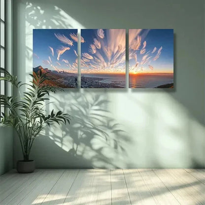 3pcs Sunset and Cloudy Landscape in Cape Town Wall Art Canvas Unframed - High Quality Print 100% Australian Made Wall Canvas