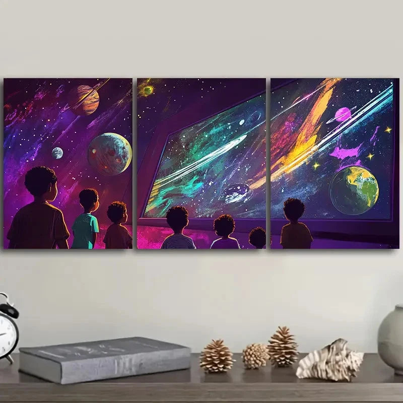 3pcs Universe View Luxurious Wall Hangings  Wall Art Set Canvas Framed 40x60cm - High Quality Print 100% Australian Made Wall Canvas Ready to Hang